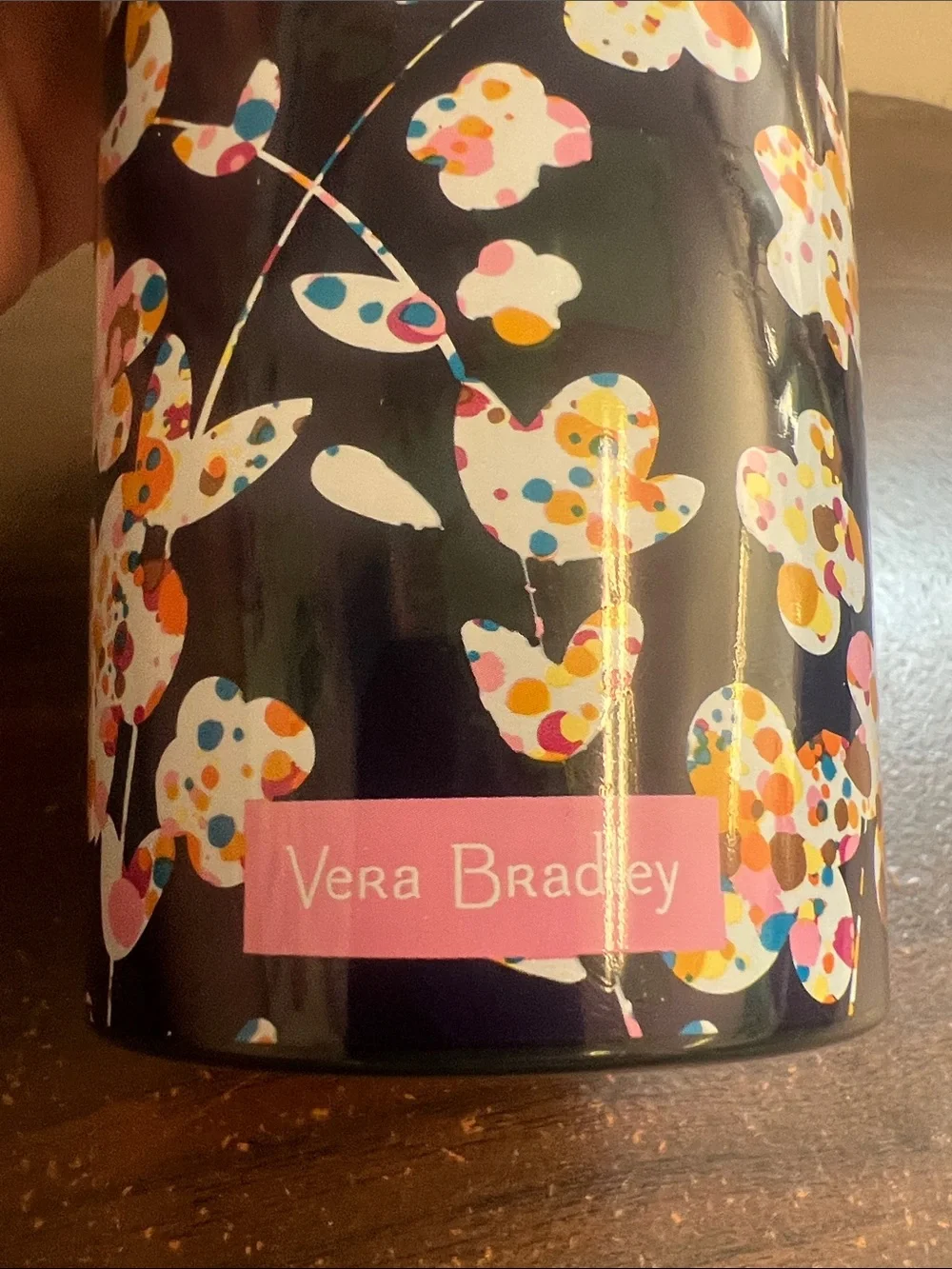 Vera Bradley Floral Travel Tumbler with Bright Pink Lid and Straw